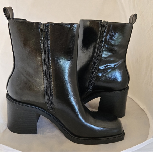 INC International Concepts Glossy Black Ankle Boots - Picture 5 of 7